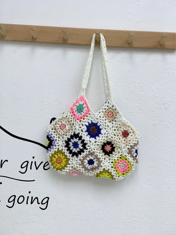 Braided Crochet Shoulder Bag Ethnic Style Large Capacity Beach Bucket Purse