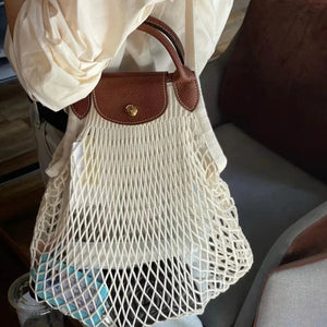 Cotton Mesh Hollow Net Rope Shoulder Bags Summer Basket Bag