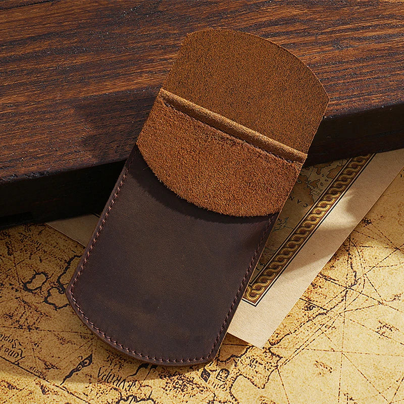 Leather Pen Pocket Wallets for Women Men Stationery Protecter Cover Bags