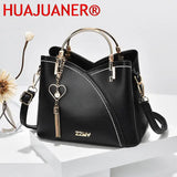 Women's Leather Shoulder Bag Heart Pendant Totes Bag
