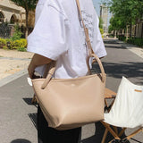 Matte Leather Bucket Bag Large Tote Women Shoulder Crossbody Handbag