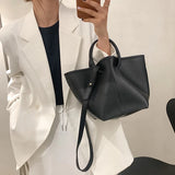 Matte Leather Bucket Bag Large Tote Women Shoulder Crossbody Handbag