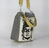 Canvas Buddha Print Bucket Bag Cross Body Shoulder Hand Bag