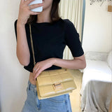 Chain Strap Shoulder Bag Women Crossbody PU Leather Lady Purse Handbag
