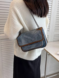 Contrast Denim Crossbody Bag for Women