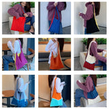 Wool Knitted Fold Shoulder Handbag with Large Capacity