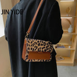 Leopard PU Leather Crossbody Bag for Women Travel Handbag