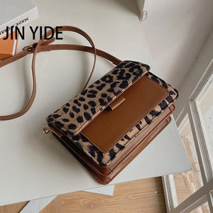 Leopard PU Leather Crossbody Bag for Women Travel Handbag