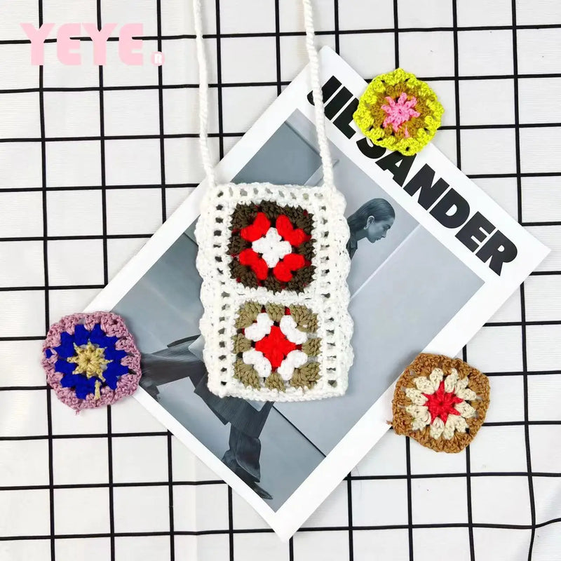 Crochet Mini Flower Shoulder Bag Women Crossbody National Style Purse