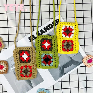 Crochet Mini Flower Shoulder Bag Women Crossbody National Style Purse