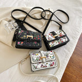 Crocodile Pattern Women Handbag Flap Pu Leather Messenger Bag