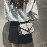Small Square Crossbody Bag for Women PU Leather Chain Shoulder Messenger
