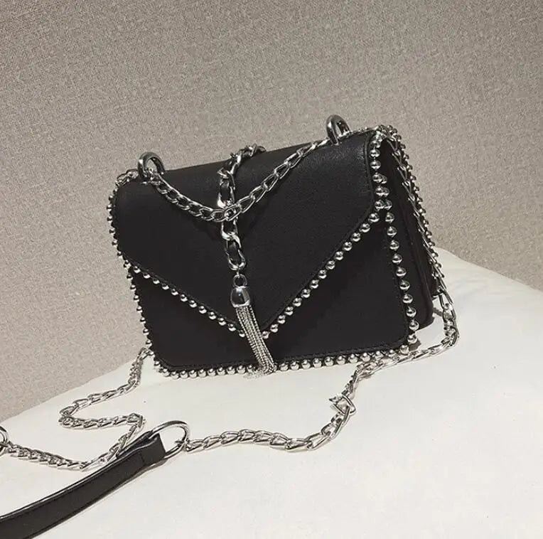 Small Square Crossbody Bag for Women PU Leather Chain Shoulder Messenger