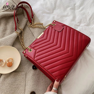 Diamond Lattice Ladies Handbag PU Leather Shoulder Bag Tote