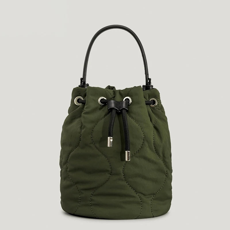 Quilted Padded Bucket Bag Down Cotton Crossbody Winter Handbag