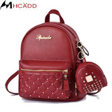 High Women Backpack Leather Shoulder Bags Rivets Light School Bags for Girls
