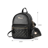 High Women Backpack Leather Shoulder Bags Rivets Light School Bags for Girls