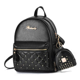 High Women Backpack Leather Shoulder Bags Rivets Light School Bags for Girls