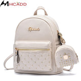 High Women Backpack Leather Shoulder Bags Rivets Light School Bags for Girls