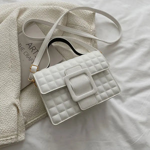 High PU Leather Shoulder Bag Square Solid Female Crossbody Purse