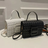 High PU Leather Shoulder Bag Square Solid Female Crossbody Purse