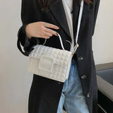 High PU Leather Shoulder Bag Square Solid Female Crossbody Purse