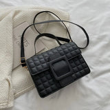 High PU Leather Shoulder Bag Square Solid Female Crossbody Purse