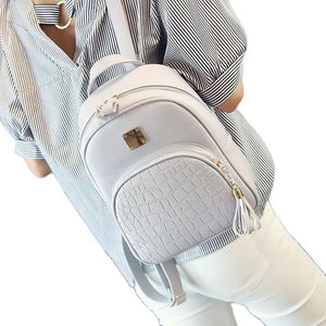 Women Backpack PU Schoolbag for Teenager Girls Female Preppy Style Solid Small B