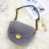 Faux Fur Flap Crossbody Bag Plush Shoulder Winter Shopper Handbag