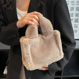 Soft Faux Fur Tote Bag for Women Ladies Handbag Purses