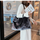 Faux Fur Tote Handbag Winter Shopper Ladies Shoulder Bag Plush Female Top Handle