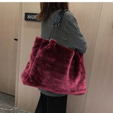 Faux Fur Tote Handbag Winter Shopper Ladies Shoulder Bag Plush Female Top Handle