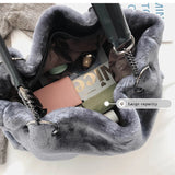 Faux Fur Tote Handbag Winter Shopper Ladies Shoulder Bag Plush Female Top Handle