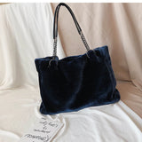 Faux Fur Tote Handbag Winter Shopper Ladies Shoulder Bag Plush Female Top Handle