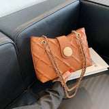 Female Chain Crossbody Grid Shoulder Bag High Leather Handbags