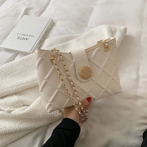 Female Chain Crossbody Grid Shoulder Bag High Leather Handbags