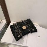 Female Chain Crossbody Grid Shoulder Bag High Leather Handbags