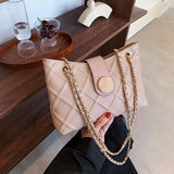 Female Chain Crossbody Grid Shoulder Bag High Leather Handbags