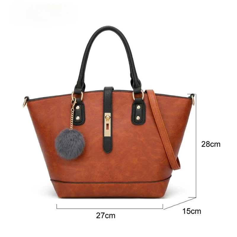 Women's Vintage PU Leather Handbag Tote Shoulder Bag