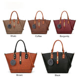 Women's Vintage PU Leather Handbag Tote Shoulder Bag