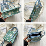 Flower Printing Handbag Women Pu Graffiti Messenger Bag