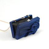 Glittering Fabric Flower Clutches Women Vintage Evening Bag