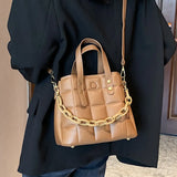Diamond Lattice Bucket Shoulder Bag Large Capacity