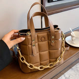 Diamond Lattice Bucket Shoulder Bag Large Capacity