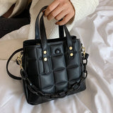 Diamond Lattice Bucket Shoulder Bag Large Capacity