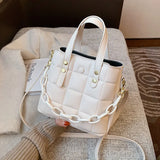 Diamond Lattice Bucket Shoulder Bag Large Capacity