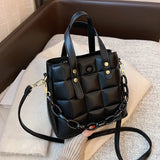 Diamond Lattice Bucket Shoulder Bag Large Capacity