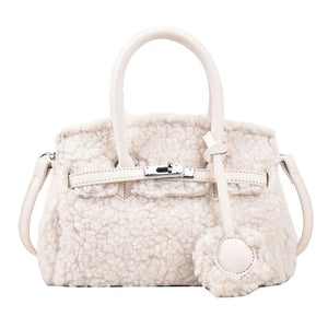 Plush Fabric Women's Shoulder Crossbody Bag Faux Lambs Wool Fluffy Fur Winter