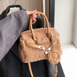 Plush Fabric Women's Shoulder Crossbody Bag Faux Lambs Wool Fluffy Fur Winter