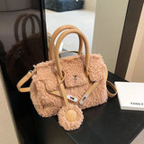 Plush Fabric Women's Shoulder Crossbody Bag Faux Lambs Wool Fluffy Fur Winter